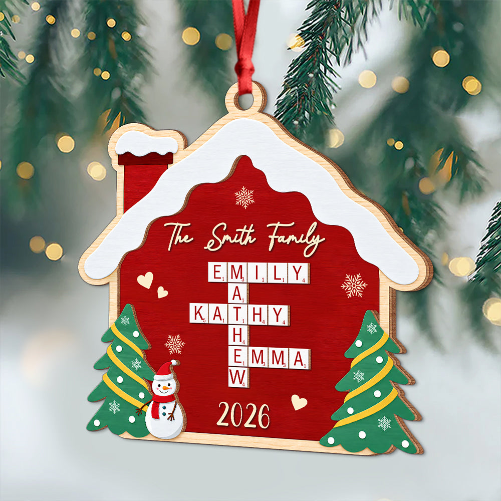 Personalized Family Crossword Puzzle Layered Wood Ornament, Family Keepsake, Christmas Gifts HA75 919282