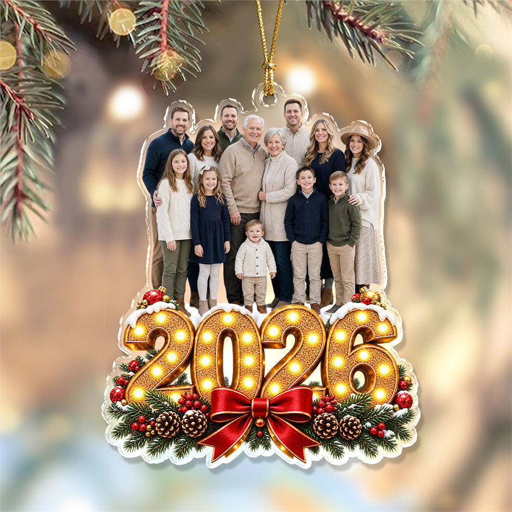 Custom Family Photo Christmas Acrylic Ornament, Personalized Holiday Keepsake HO82 903852