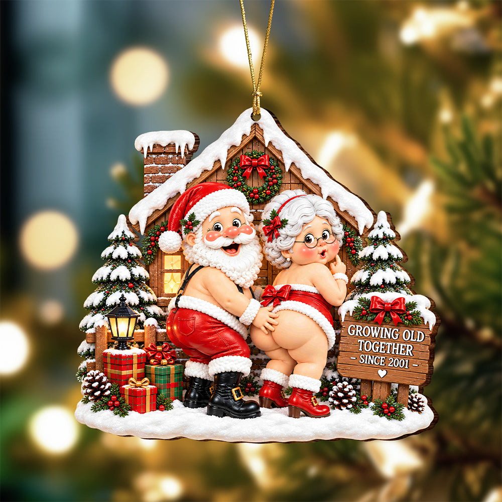 Personalized Growing Old Together Funny Santa Couple Wood Ornament Husband Wife Xmas Gift HA75 919390