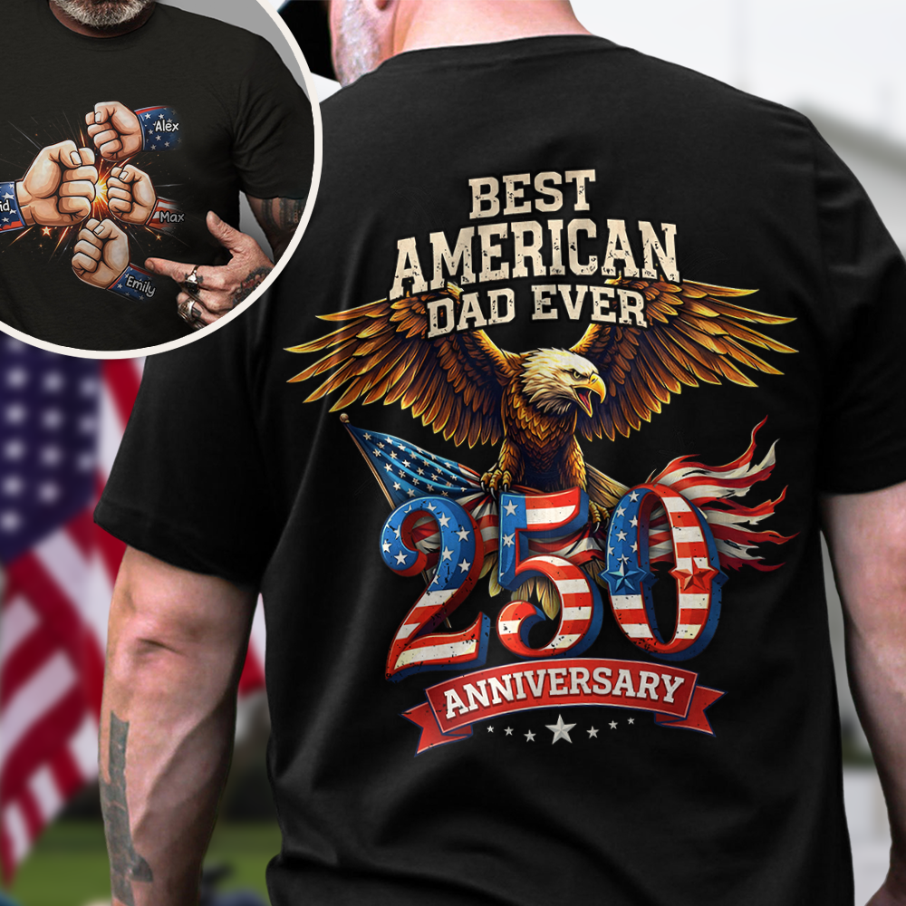 Personalized Best American Dad Ever Back & Front Dark Shirt CH07 911134