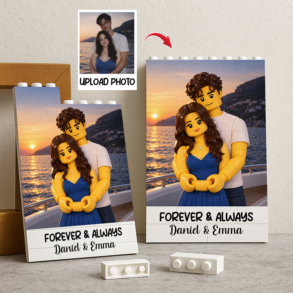 Custom Lego Couple Photo Merry Christmas Building Brick Block CH07 180730