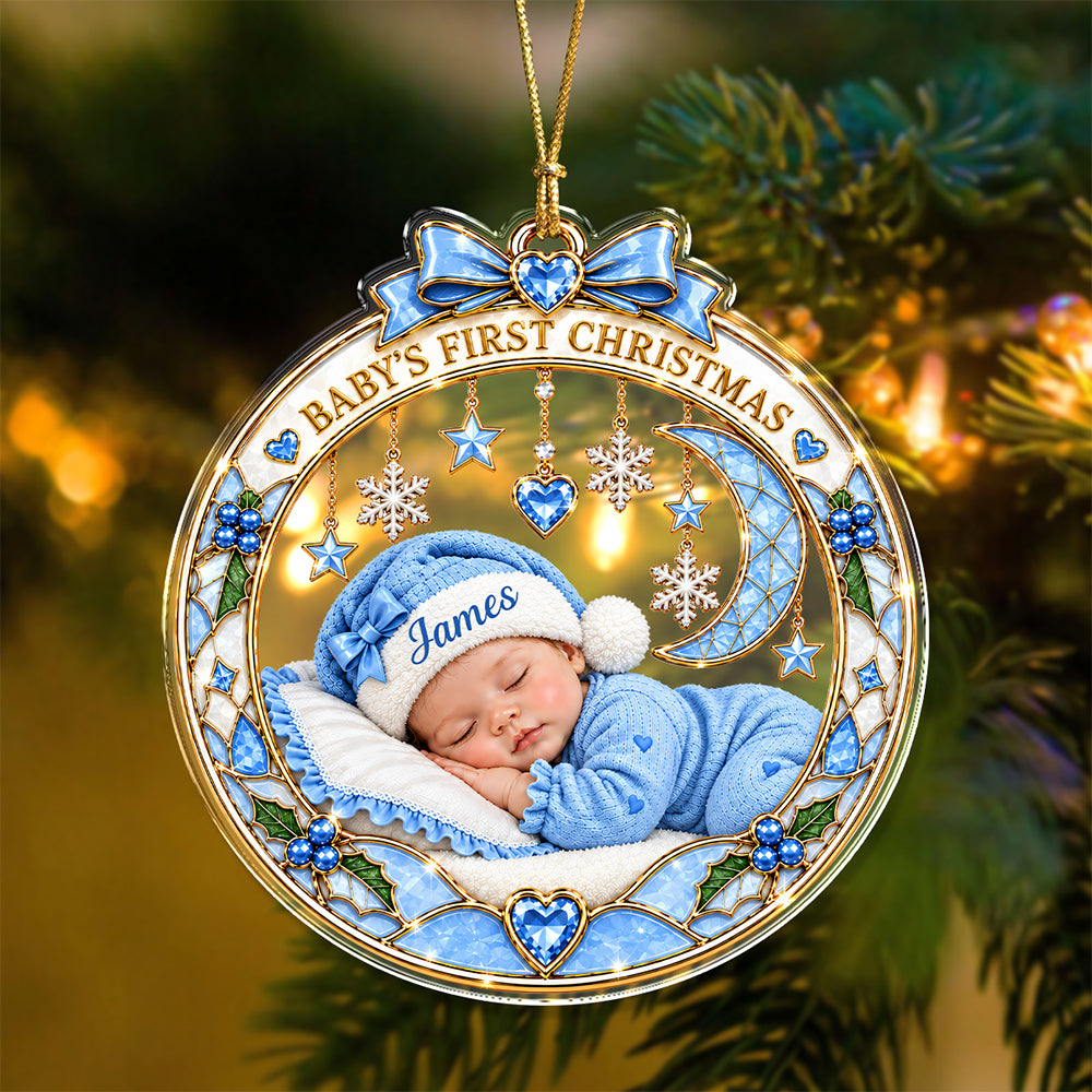 Custom Name Baby First Christmas Acrylic Ornament, Special Keepsake for New Parents CH07 180538