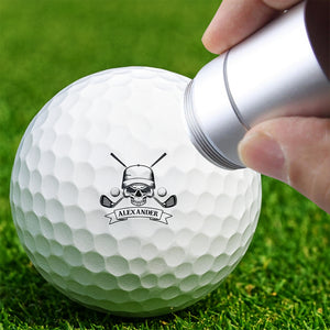 Personalized Golf Skull Golf Ball Stamp Box Golf Gifts for Men, Gift for Golfers, Golf Lovers HA75 898674