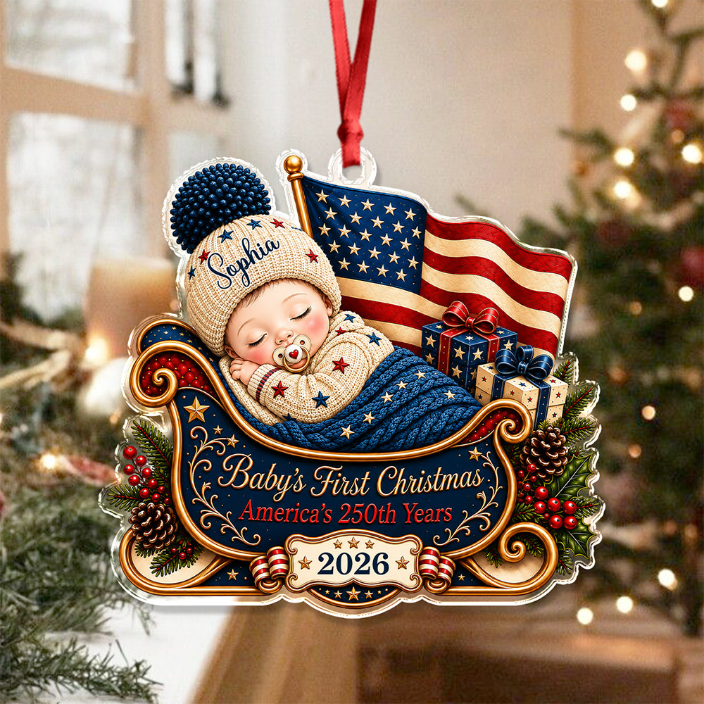 Personalized Baby’s First Christmas 2026 Acrylic Ornament America 250th Anniversary Baby Keepsake LM32 669959
