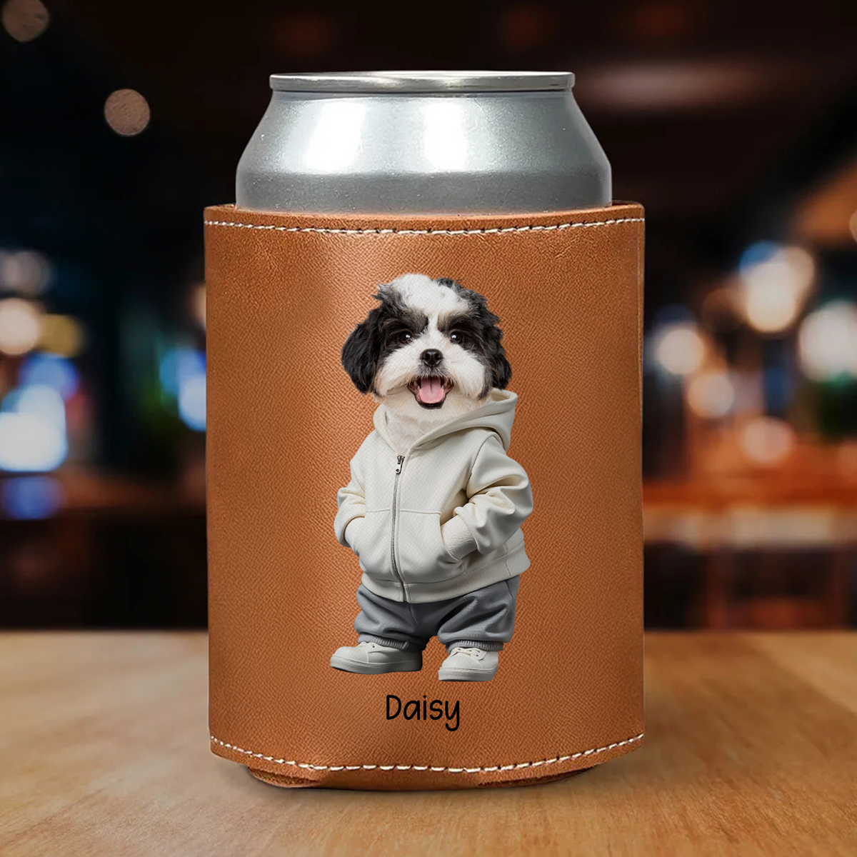 Custom Photo From The Reason You Drink Dog Lover Leather Can Cooler TH10 894089