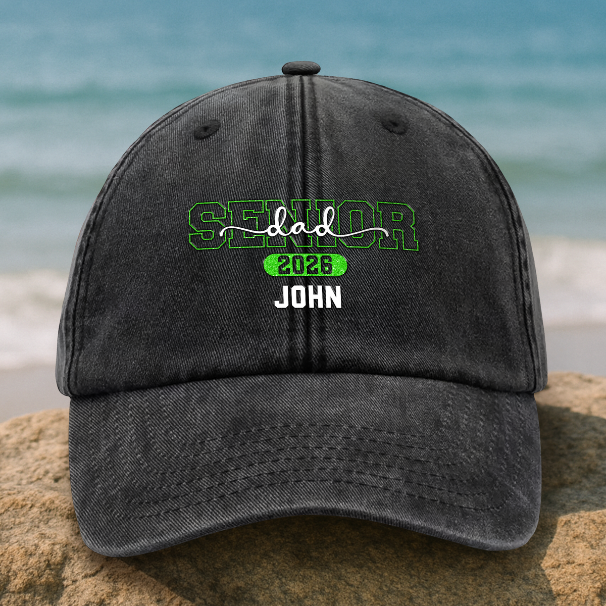 Custom Name Dad Mom Senior 2026 Washed Denim Baseball Cap TH10 169105