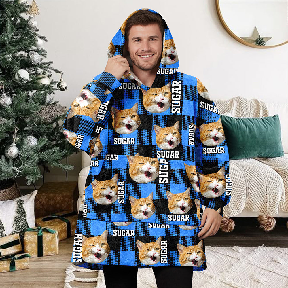 Custom Photo Name Cat Hoodie Blanket For Dog Lovers HA75 898372