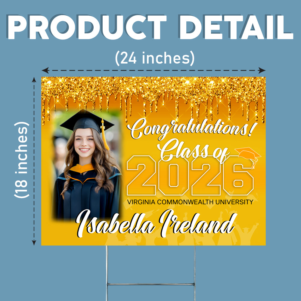 Personalized Congratulations Class Of 2026 Photo Graduation Yard Sign HO82 901378