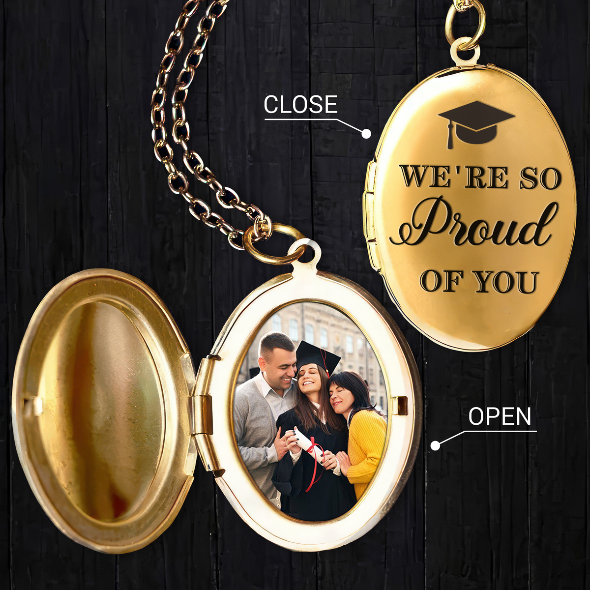 Custom Photo We're So Proud Of You Graduation Gift Locket Necklace HA75 892238
