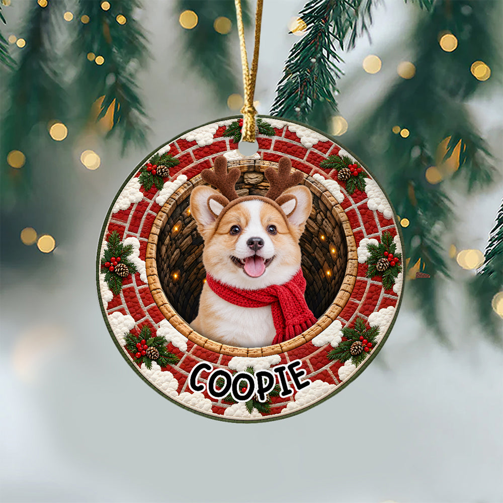 Personalized Pet Photo Chimney Christmas Ceramic Ornament, Custom Holiday Tree Decor Gift For Pet Lovers HO82 904148