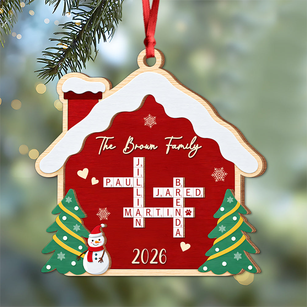 Personalized Family Crossword Puzzle Layered Wood Ornament, Family Keepsake, Christmas Gifts HA75 919282