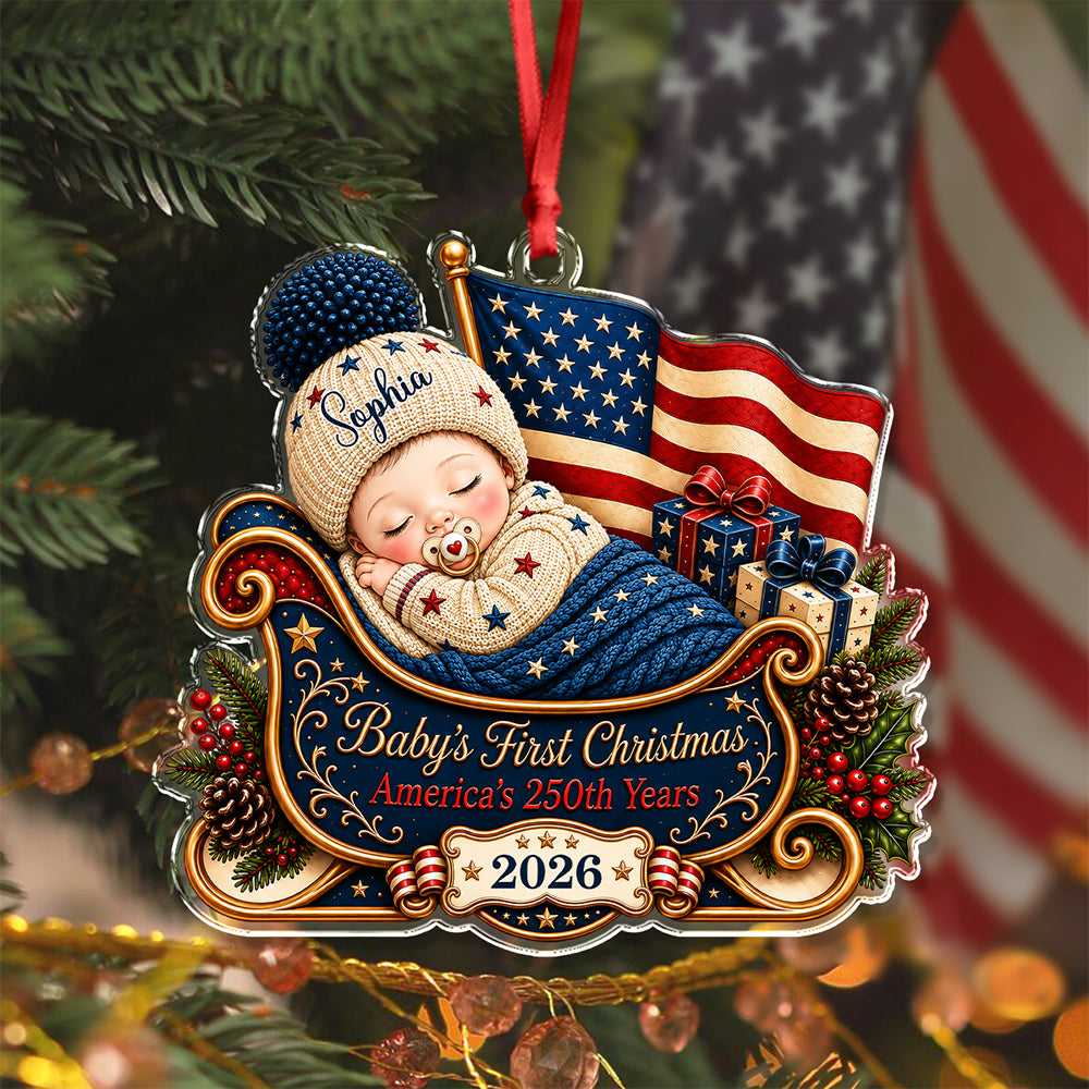 Personalized Baby’s First Christmas 2026 Acrylic Ornament America 250th Anniversary Baby Keepsake LM32 669959