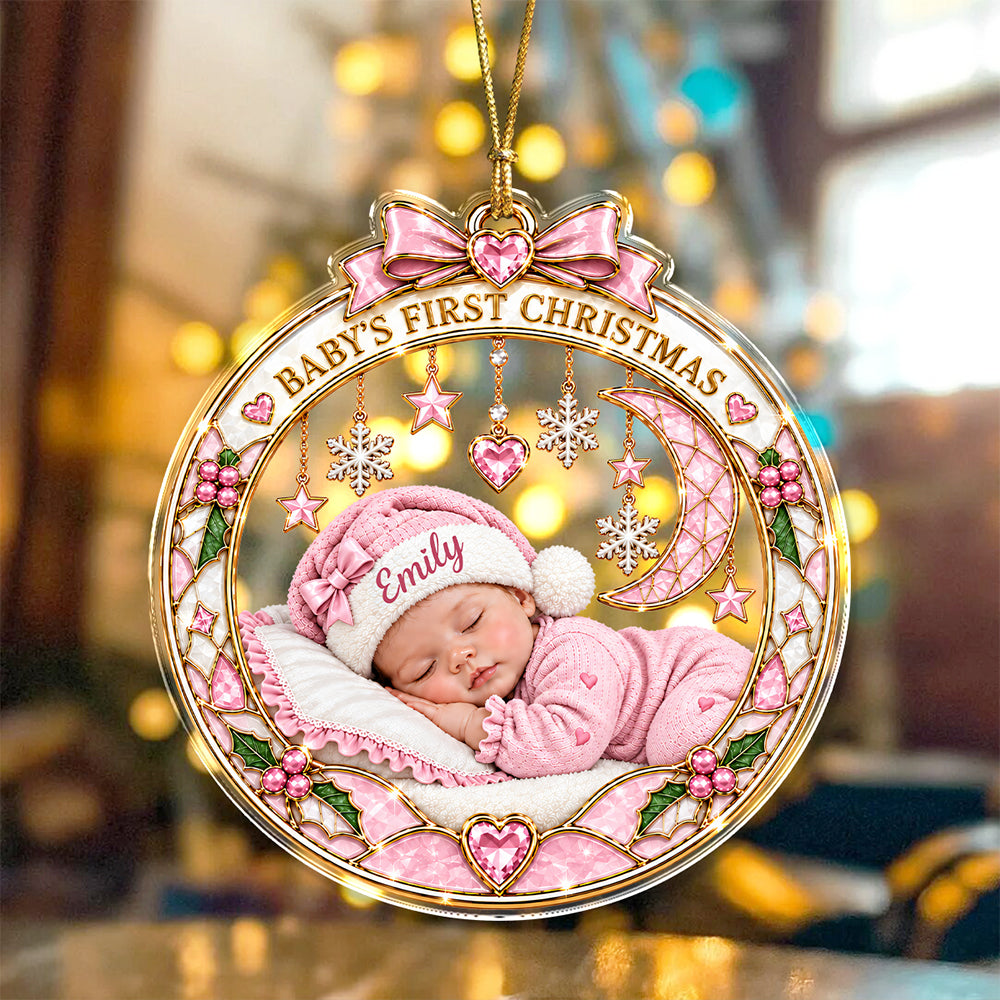 Custom Name Baby First Christmas Acrylic Ornament, Special Keepsake for New Parents CH07 180538