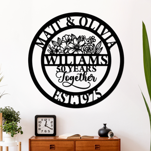 Custom Years Together Floral Metal Sign Gift For Couple Anniversary, For Husband, Wife HO82 894826