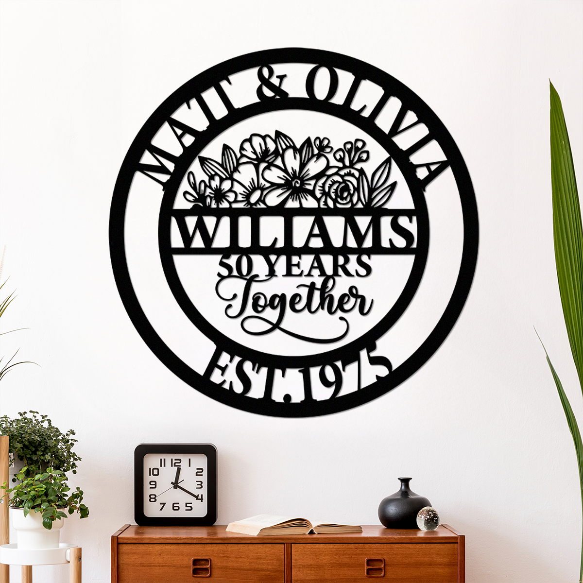 Custom Years Together Floral Metal Sign Gift For Couple Anniversary, For Husband, Wife HO82 894826