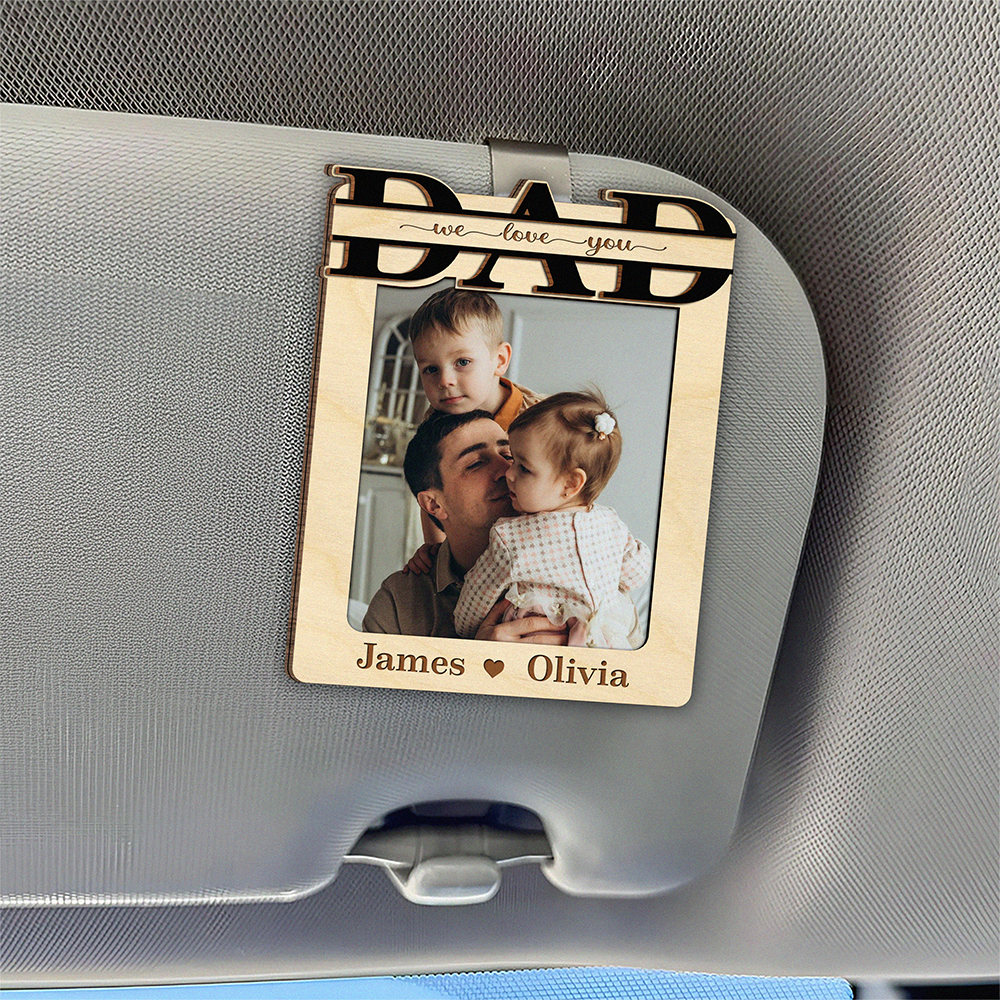 Custom Photo Dad And Kid 2 Layered Car Visor Clip TH10 892967