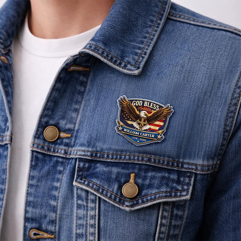 Personalized Patriotic 250th Anniversary God Bless America Eagle 1776–2026 Acrylic Pin HO82 901808