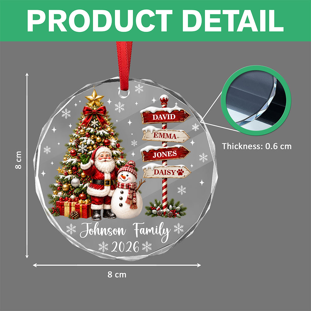 Custom Family Name & Year Christmas Tree Glass Ornament Santa Snowman Holiday Keepsake LM32 670193