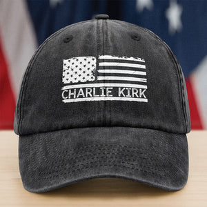 Charlie Kirk Memorial Washed Denim Baseball Cap HA75 64462
