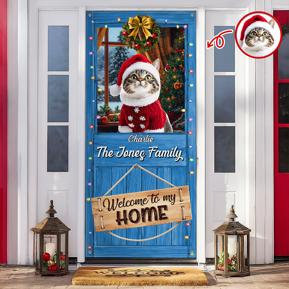 Custom Cat Photo Welcome To Our Home Peeking Pets Door Cover HO82 900244