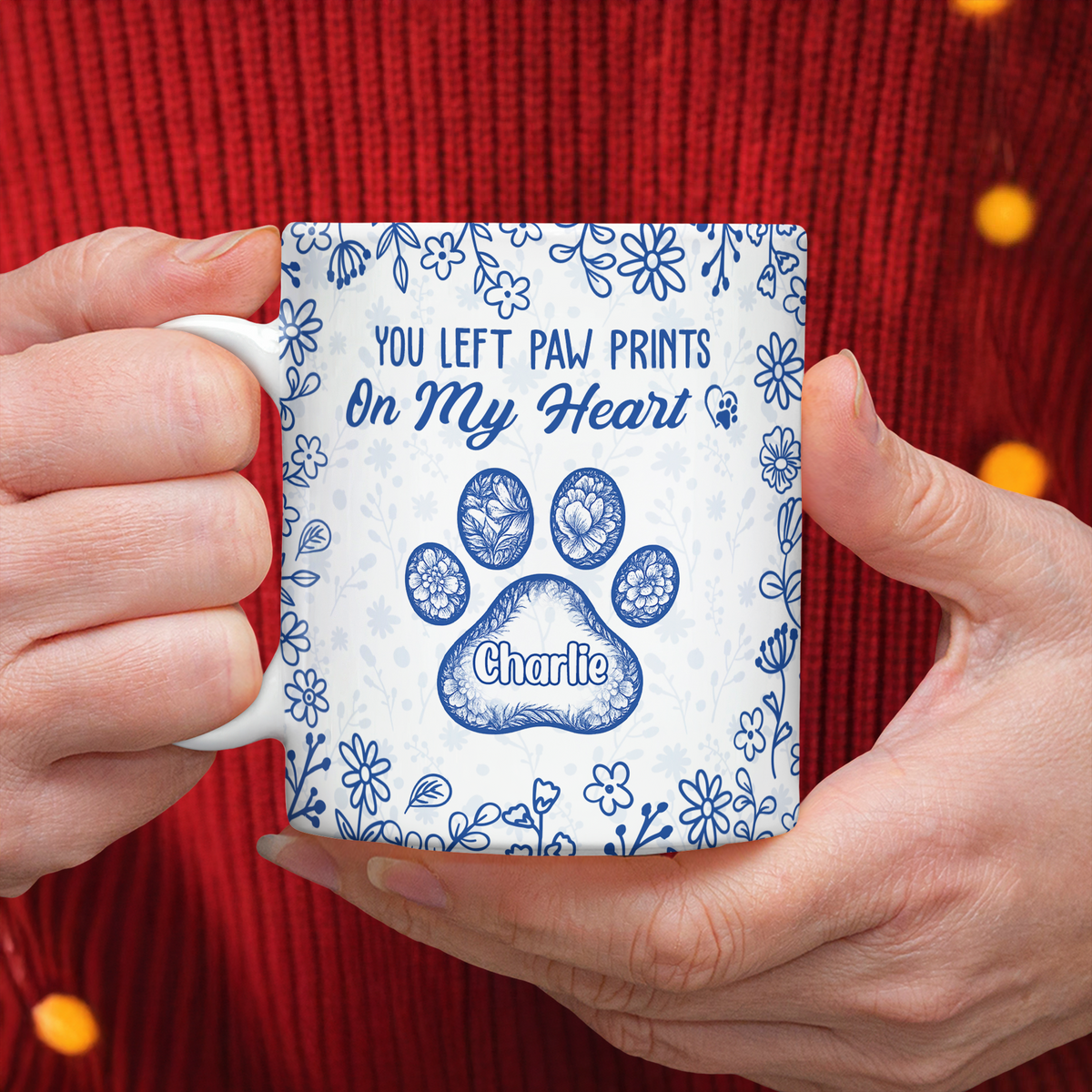 You Left Paw Prints On My Heart - Personalized Memorial Mug For Dog And Cat Lovers CH07 896996