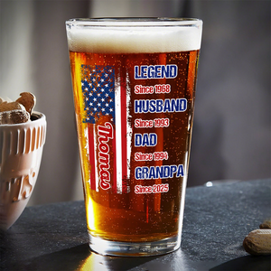 Personalized Legend Husband Dad Papa US Flag Beer Glass CH07 895846