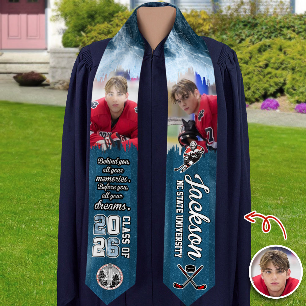 Custom Photo Football Class Of 2026 Graduation Stoles CH07 910712