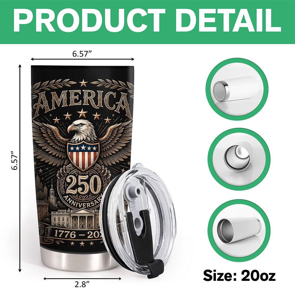 America 250th Anniversary 1776 - 2026 Patriotic Fat Tumbler HA75 921602