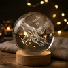 Kids Holding Mom's Hand - Personalized Engraved Crystal Ball LED Night Light - Heartfelt Mother's Day Gift for Mom, Wife HO82 901448