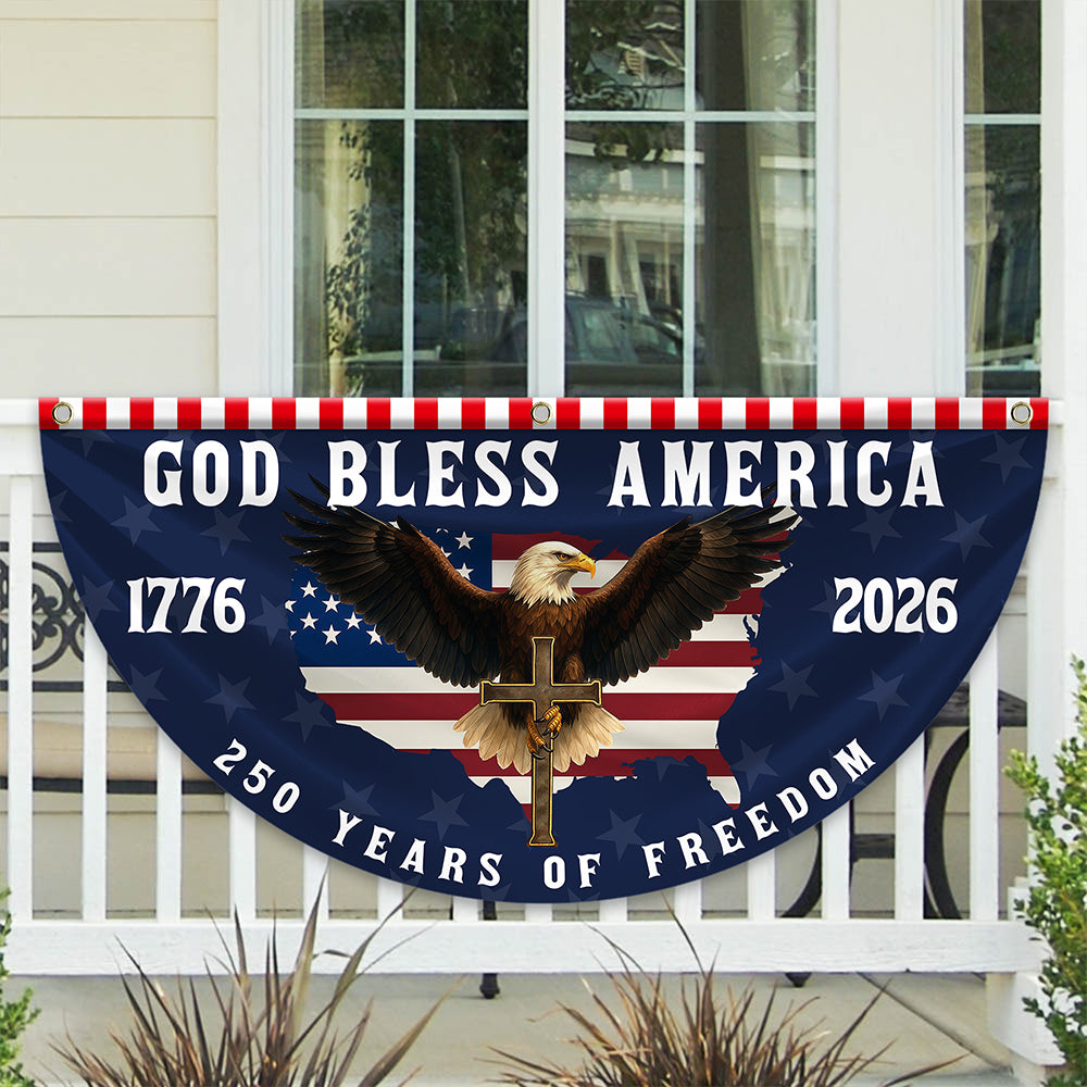 God Bless America 1776-2026 250 Years Of Freedom Eagle Non-Pleated Fan Flag HO82 902770