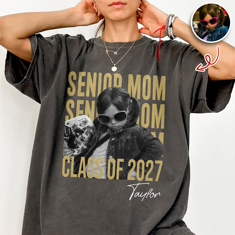 Custom Photo Senior Mom, Dad Class Of 2027 Vintage Comfort Shirt HA75 922006