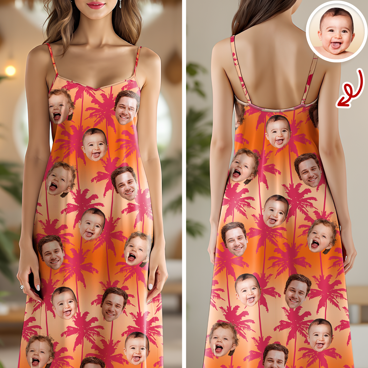 Custom Photo Blue Palm Hawaii Cami Maxi Dress HO82 901996