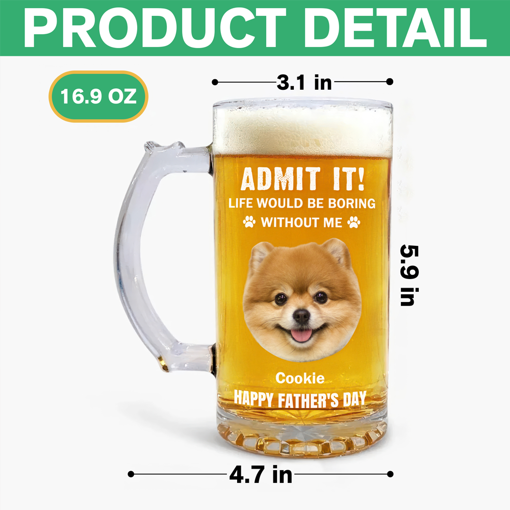 Admit It Life Would Be Boring Without Me Dog Cat Custom Photo Glass Beer Mug CH07 895476