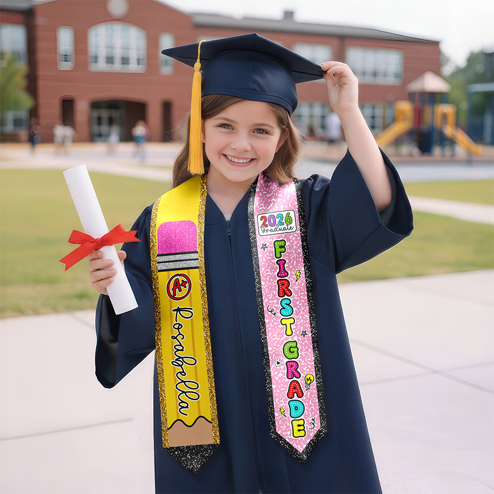 Personalized Cute Pencil 2026 Graduation Kid Stole HO82 901632