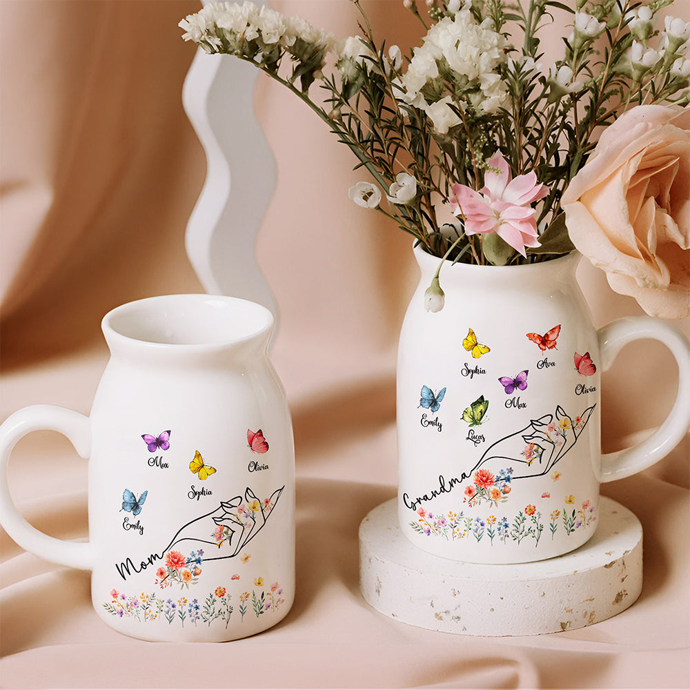 Custom Kids Name Butterfly Floral Vase – Personalized Mother’s Day Gift for Mom, Grandma LM32 899397