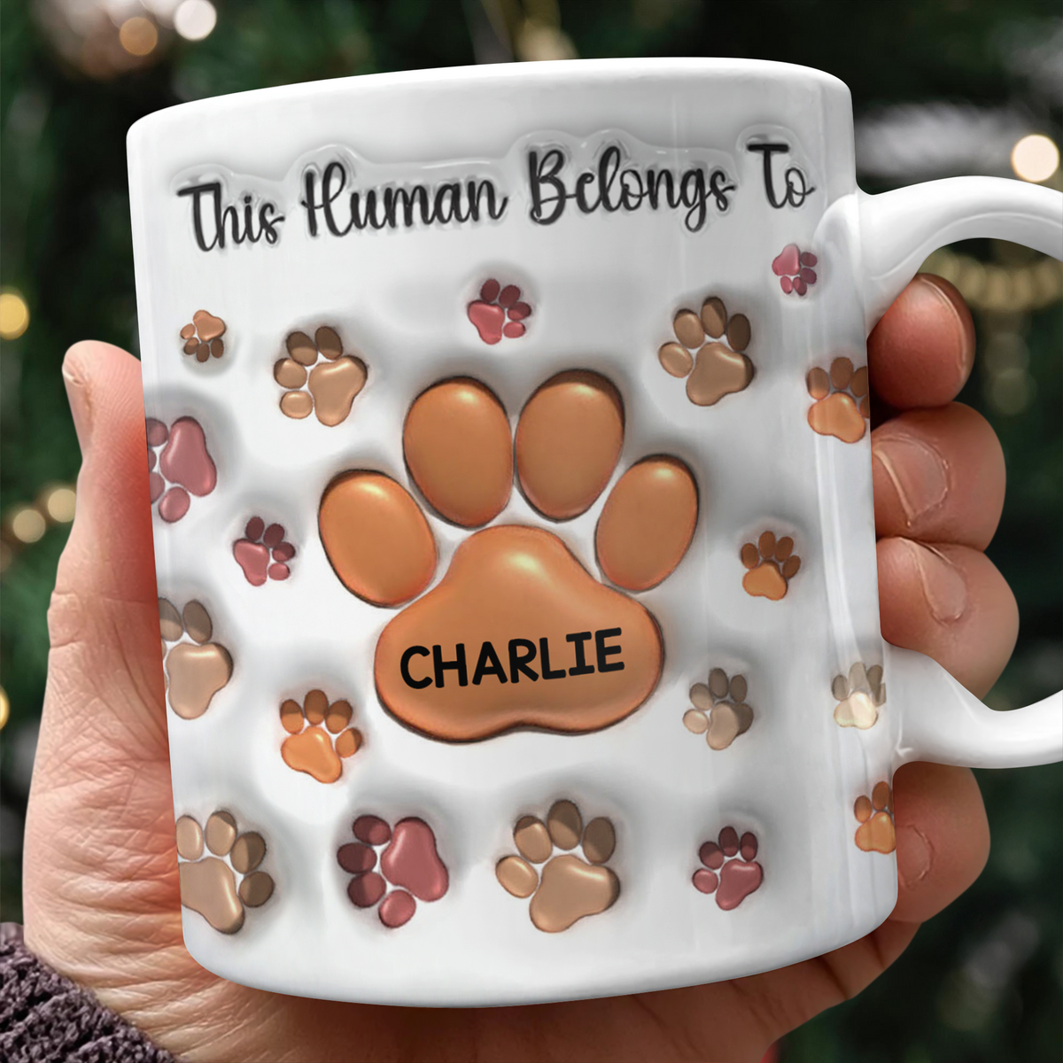 This Human Belongs To Me 3D Inflated Effect Mug For Dog Lover TH10 894729