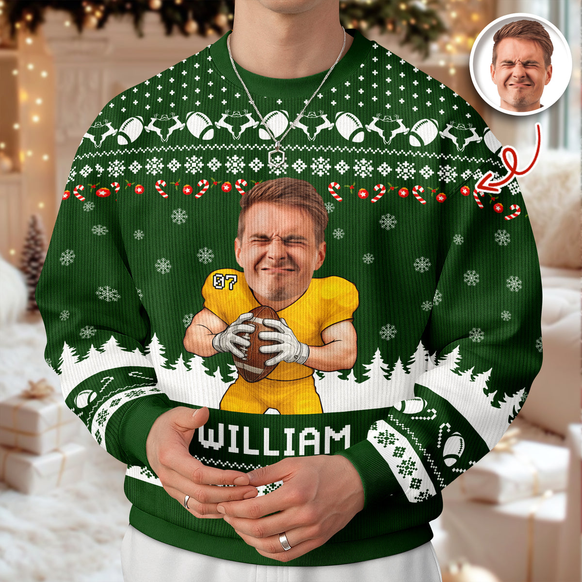 Custom Photo American Football Player Ugly Sweater Christmas Gift For Football Lovers CH07 899672