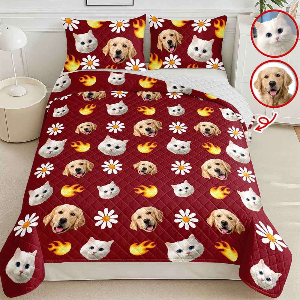 Custom Pet Photo Accessories Pattern Dog Cat Quilt Bedding Set HO82 900490