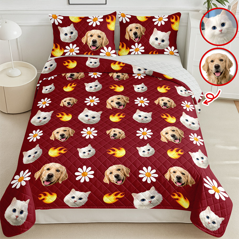 Custom Pet Photo Accessories Pattern Dog Cat Quilt Bedding Set HO82 900490