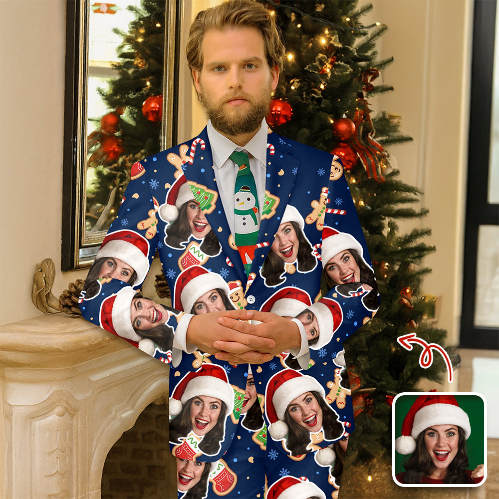 Custom Photo Christmas Family Men's Suits Gift For Dad, Mom, Kids HO82 900232