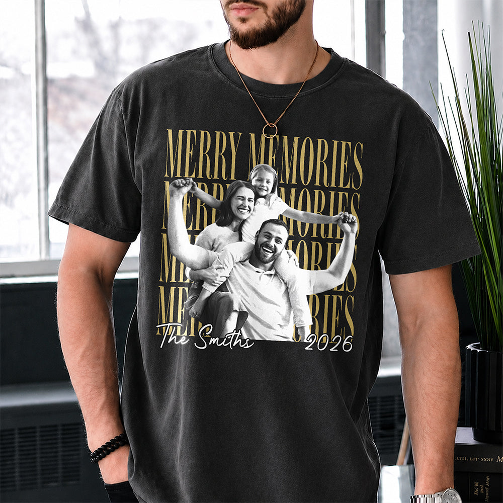 Custom Family Vintage Photo Merry Memories Comfort Shirt HA75 919368