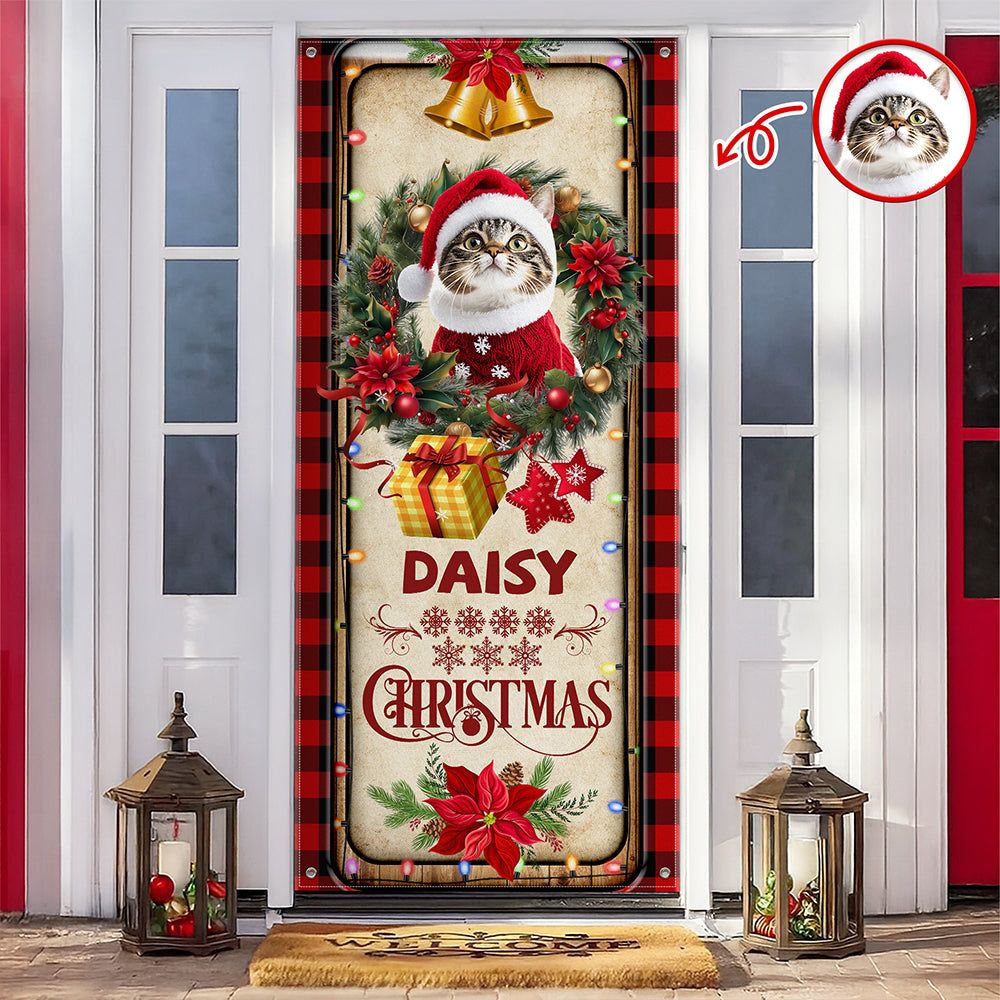 Custom Cat Photo Christmas Decoration Door Cover HO82 900262