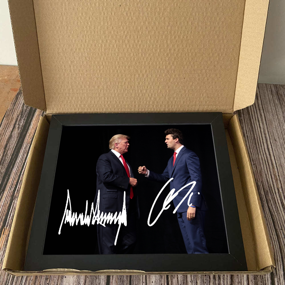 Charlie Kirk - Donald Trump Autographed Signed Picture Frame LM32 65505