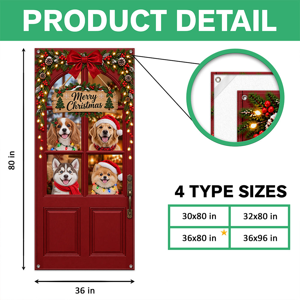 Custom Dog Photo Merry Christmas Home Decor Door Cover CH07 180622