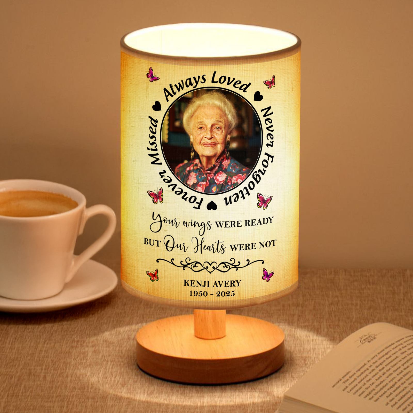 Custom Photo Always In Our Thoughts Memorial Fabric Lamp HA75 892358