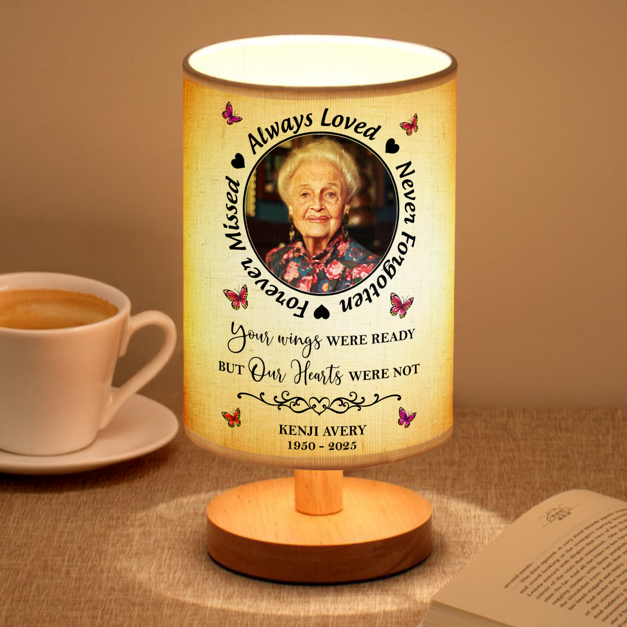 Custom Photo Always In Our Thoughts Memorial Fabric Lamp HA75 892358