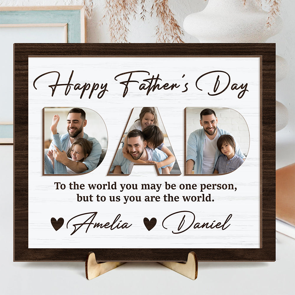 Upload Photo Happy Father's Day 2-Layered Wooden Plaque With Stand HA75 892516