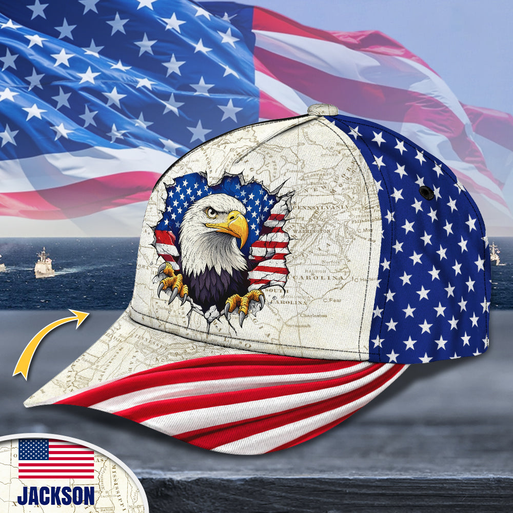 Custom Name American Pride Patriotic 250th Anniversary Eagle Classic Cap HO82 902058