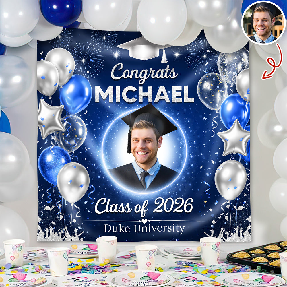 Custom Photo Graduation Party Backdrop – Personalized Celebration Decor HO82 902002
