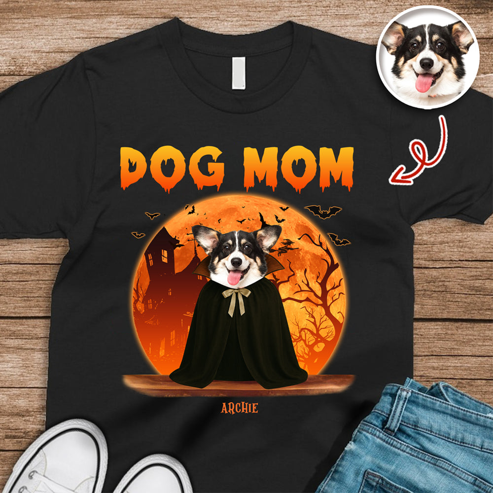 Dog Mom Dark Night - Custom Dog Halloween Photo Dark Shirt Gift For Dog Lovers CH07 899438